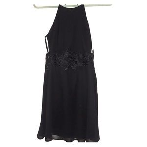 Black backless dress with laced waist